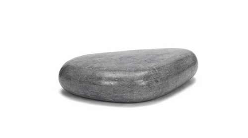 Măsuță de cafea Sasso Big Grey din piatră fossile cu finisaj gri închis și design sculptural, 123x74 cm