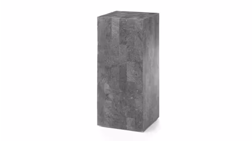 Bufet Inay Grey Fossil de forma patrata, din piatra naturala gri, dimensiuni 35x35x80 cm, cu finisaj minimalist si design vertical
