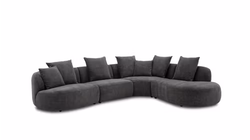 Canapea cu sezlong Layton dreapta tapitata in textil Black, design modern si confort premium pentru living.