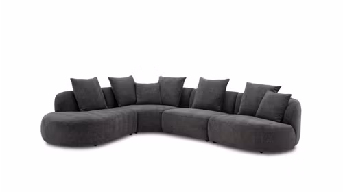 Canapea cu sezlong Layton dreapta tapitata in textil Black, design modern si confort premium pentru living.