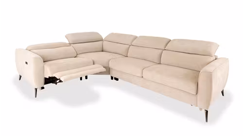 Canapea extensibila Locke cu recliner electric, textil Sutton Sand, stanga