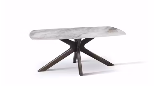 Masa Gemini  Solid Walnut Wood Top Ceramica Alabastro Marble 180x90
