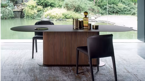 Masa Ovala Rigadin Metal Textured Electtrocol Walnut Frassino 250x105