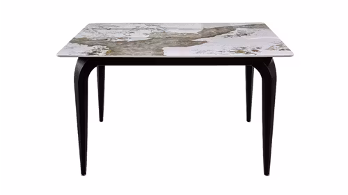 Masa Tomis Piatra Sinterizata White Pattern/Picior Black 120x80 cm