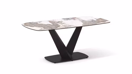 Masa Vanity Ceramica Luxury Pandora 180x90, cu blat ceramic lucios si structura metalica neagra cu design modern.