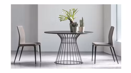 Masa rotunda Brigitte Matt Anthracite/Coal Oak 120x75 cm