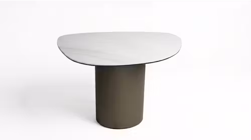 Masuta de cafea Fumero cu top din ceramica KL-171, blat de sticla si structura metalica Bronze, cu design modern pentru living.