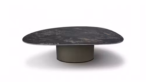 Masuta de cafea Fumero cu top din ceramica KL-176, blat de sticla si structura metalica Bronze, cu design modern pentru living.