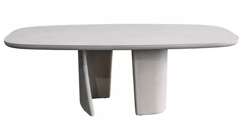 Masa Adria Ceramica + MDF Champagne 278x110x76 cm, cu blat ceramic FNZ-503P, margini rotunjite si doua picioare sculpturale din MDF Champagne S01.