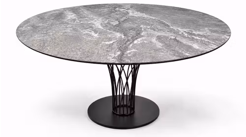 Masa Nido Keramik Bistrot rotunda 118 cm, produs expus, cu structura Black Embossed si blat Arenal KM13.