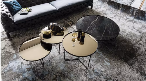 Masuta cafea rotunda Billy Glass Bronze Black
