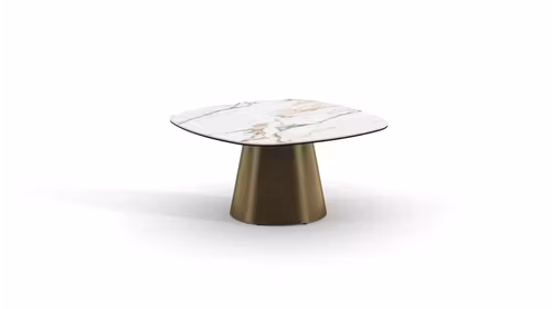 Masuta de cafea Enoki ceramica Matte Gilded White 90x90x45