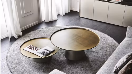 Masuta de cafea rotunda Amerigo Titanium + Brushed Bronze 60x44 cm