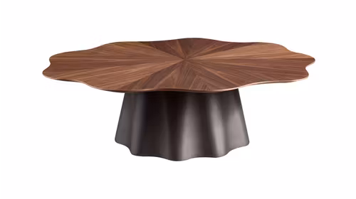 Masuta de cafea Sean Walnut Grain Veener, picior Champagne Brown 120X96