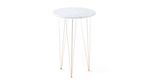 Masuta de cafea Flamingo Round Carrara/Copper 35 cm
