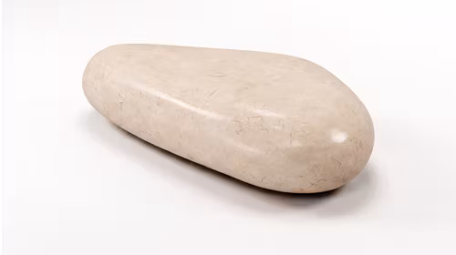 Masuta Sasso Big din placaj marin si piatra fossile, finisaj bej, design avangardist 123x74 cm