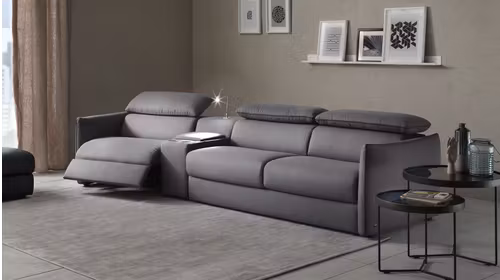 Canapea extensibila cu recliner stanga Meraviglia Brezza Grey