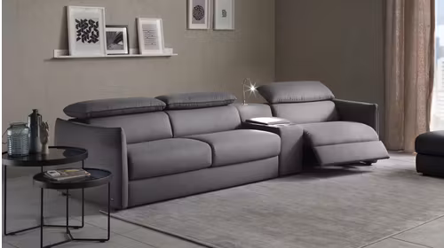 Canapea extensibila cu recliner dreapta Meraviglia Brezza Grey