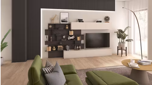 Mobilier living Atlante Madreperla + Cemento Scuro + Antracite