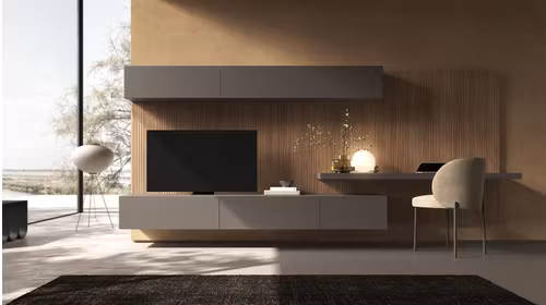 Mobilier living Day 12 Groove Noce Naturale + Matt Moka Shine