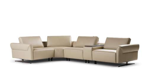 Canapea de colt cu recliner Cosmopolitan Piele Torello Beige, stanga