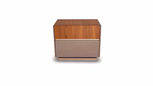 Noptiera Corso Como Beige High Gloss + Walnut Fluted