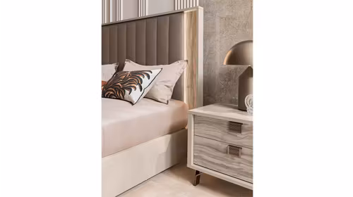 Noptiera Jupiter 2 sertare Pearl Line High Gloss + Eco Stone Matte