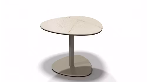 Masuta de cafea Nuria cu top din ceramica KL-353, blat de sticla si structura metalica Beige, cu design modern pentru living.