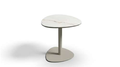 Masuta de cafea Nuria cu top din ceramica KL-353, blat de sticla si structura metalica Beige, cu design modern pentru living.