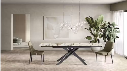 Masa extensibila Cross Ceramico Marmo Calacatta Borghini, Antracite