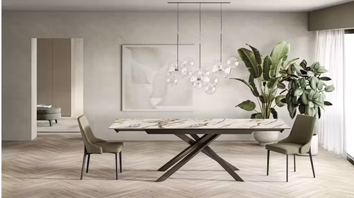 Masa extensibila Cross Ceramico Marmo Calacatta Borghini, Bronze