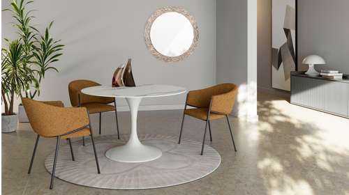 Masa Side Ceramico Marmo Bianco D.120
