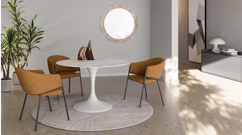Masa Side Ceramico Marmo Bianco D.120