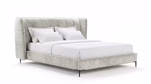 Pat Eko 160x200 cm cu tapiterie textila bej, design modern si elegant pentru dormitor contemporan.