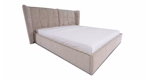 Pat Shannon 180x200 cm tapițat în material textil Beige, cu tăblie capitonată și design modern.