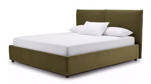 Pat Bridge Velvet Tiffany Cedar 180x200, cu tapiterie din catifea si somiera rabatabila manual.