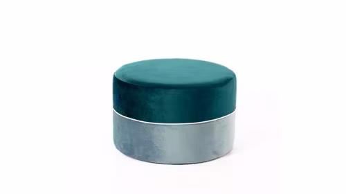 Pouf Olivia Velvet Green/Aqua, produs expus, cu tapiterie catifelata si design elegant.