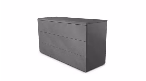 Comoda Cooper Calce Scura moderna cu 3 sertare, finisaj lemn, dimensiuni 145.6x51.8x80.3 cm
