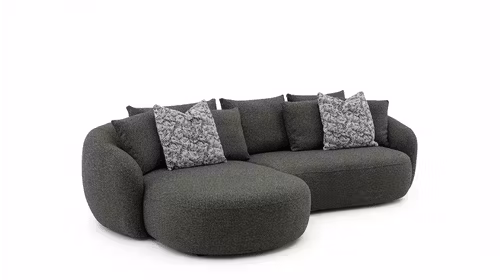 Canapea cu sezlong Misiarte textil Cloud Green, stanga