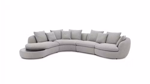 Canapea de colt Kilian textil Light Grey + Masa Ceramica Black, Stanga