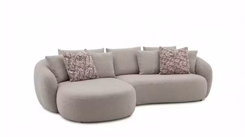 Canapea cu sezlong Misiarte textil Cloud Beige, stanga