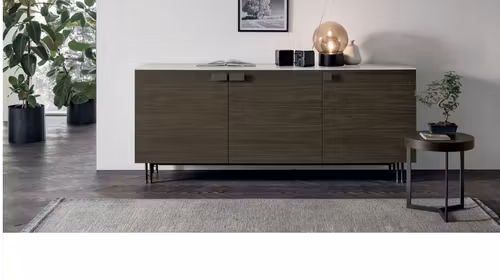 Bufet modern Prometeo cu finisaj Mocha Oak si Abu Dhabi Silk