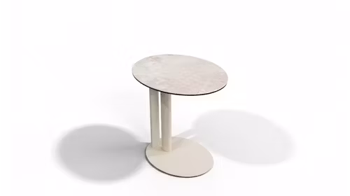 Masuta de cafea Ricardo cu top din ceramica KL-199, blat de sticla si structura metalica Beige, cu design modern pentru living.