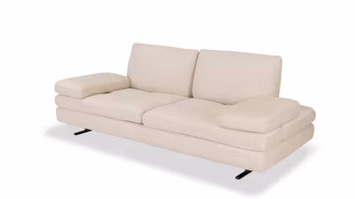 Canapea modernă Luna 3 locuri, tapițată în microfibră Berlin Light Grey, cu spătar reglabil și cotiere ajustabile.
