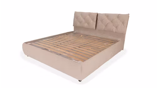 Pat Gallery Advance tapitat in material textil Velluto Cream 180x200 cm, cu tablie capitonata si design elegant.