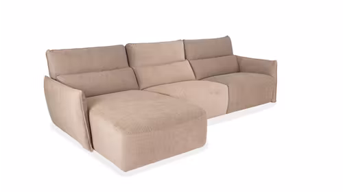 Canapea de colț Stupore tapițată în textil Teti Beige, design modern și elegant, ideală pentru livinguri rafinate.