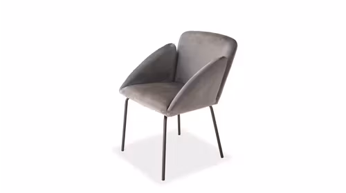 Scaun Mika tapitat in textil Gri inchis, design modern pentru dining sau living.