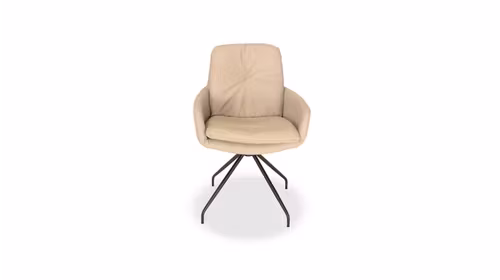 Scaun rotativ cu brate Biloxi, piele Life Line Biscuit
