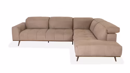 Canapea de colt Scacco, tapiterie textil Sfinge Taupe, colț dreapta, design modern italian, structură din lemn și metal, confort premium.