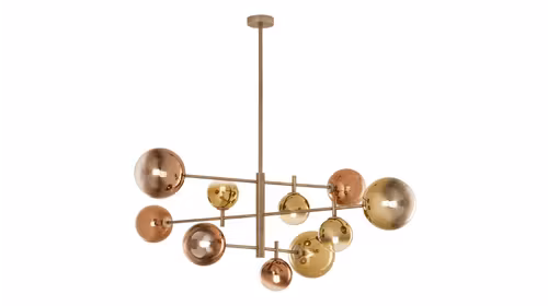 Lustra Roy Matt Brass Gold/Coffee, cu finisaj Auriu Degrade/Cafeniu Degrade si 10 surse de lumina G9.